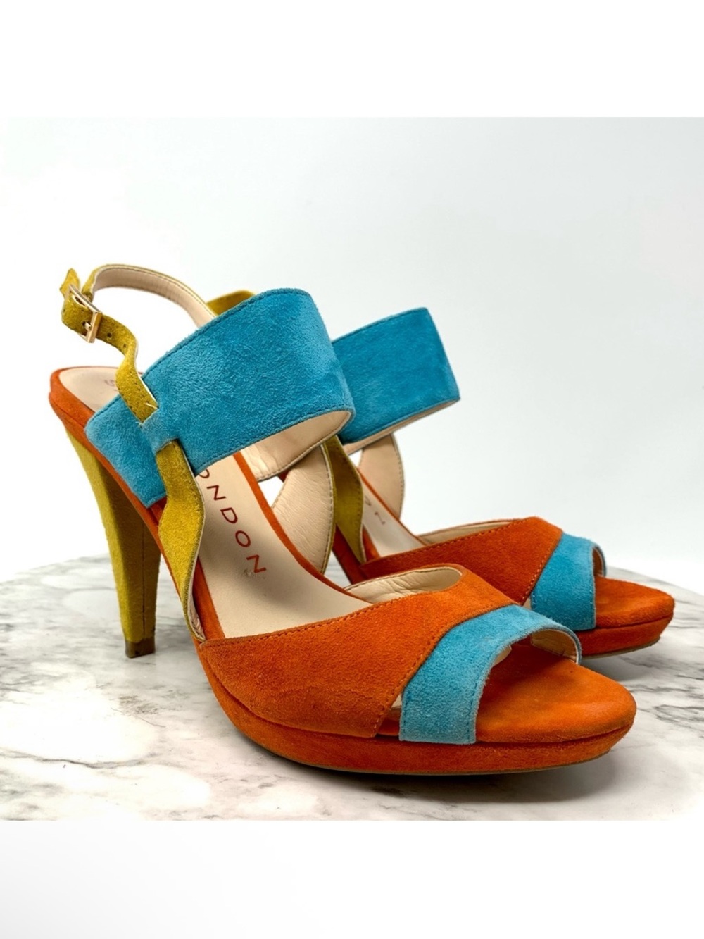 Sacha London Pasha Suede Colorful Sandals 6 Cocktail Resortwear Cruisewear Fun